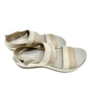 Clarks Cloudsteppers Cushion Soft Beige Elastic Strap Sandals Womens 10 Casual